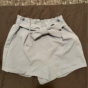 PASTEL BLUE TIE-WAIST SHORTS